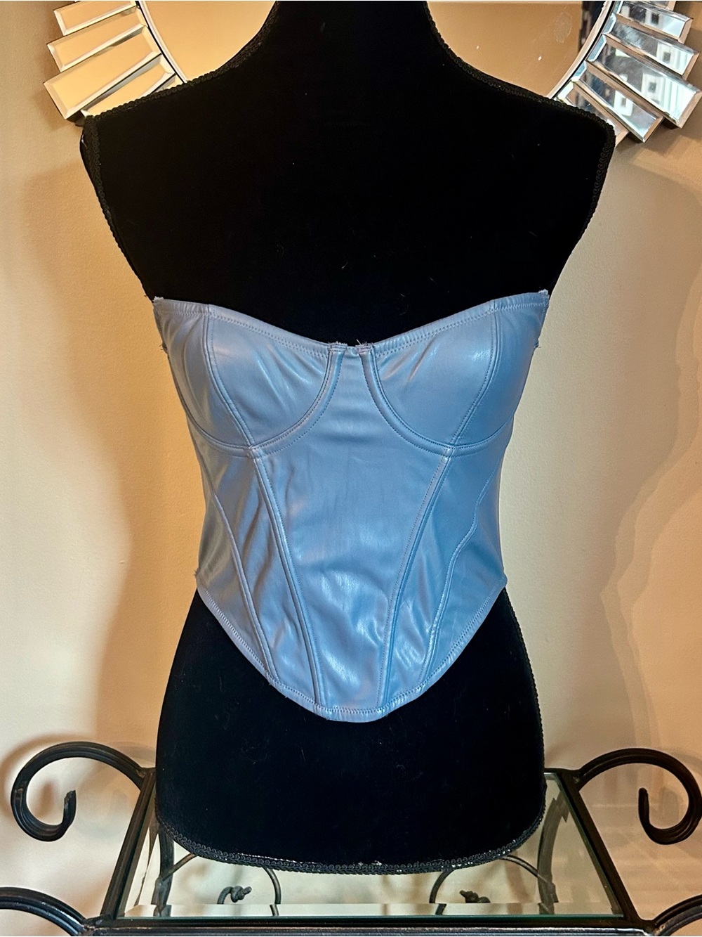Urban Outfitters Periwinkle Faux Leather Strapless Corset Bandeau